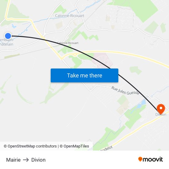 Mairie to Divion map
