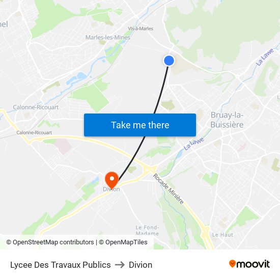 Lycee Des Travaux Publics to Divion map