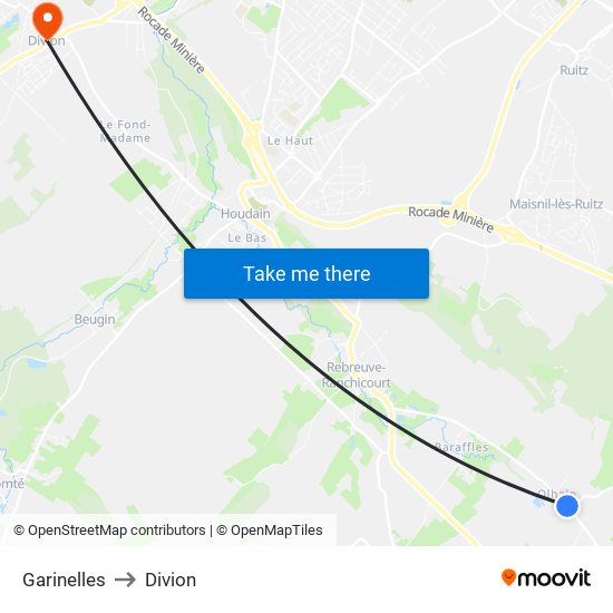 Garinelles to Divion map