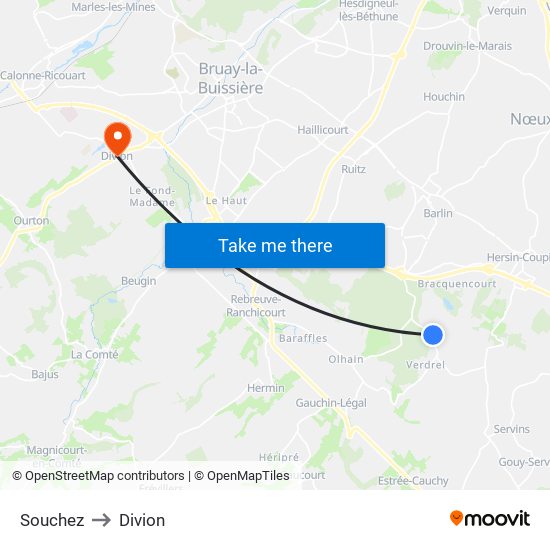 Souchez to Divion map
