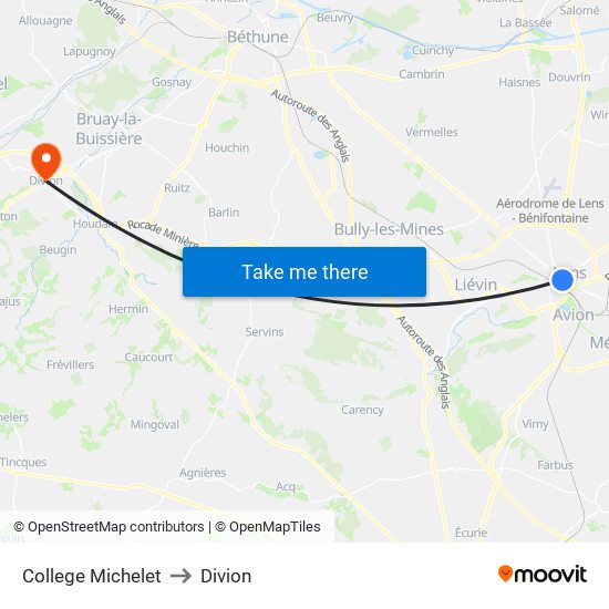 College Michelet to Divion map