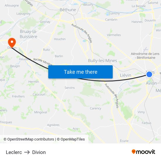 Leclerc to Divion map