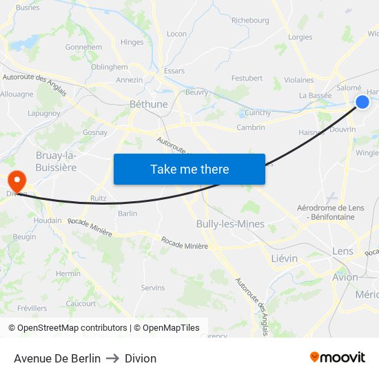 Avenue De Berlin to Divion map