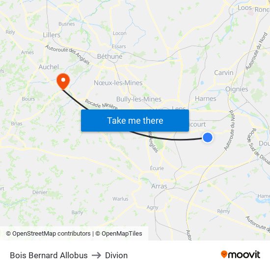 Bois Bernard Allobus to Divion map