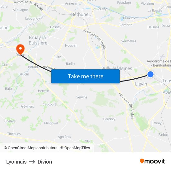 Lyonnais to Divion map