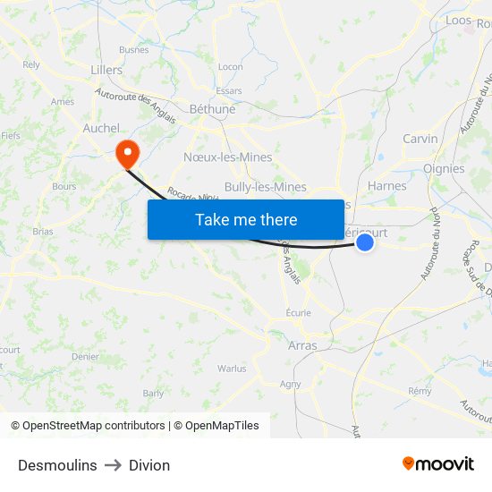 Desmoulins to Divion map