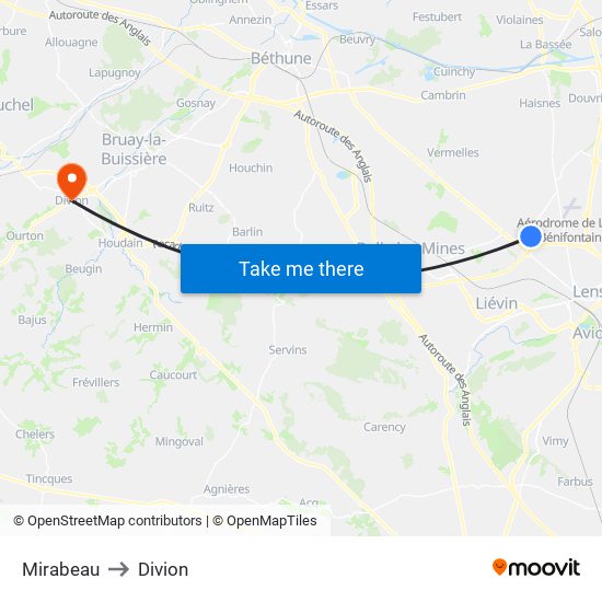 Mirabeau to Divion map