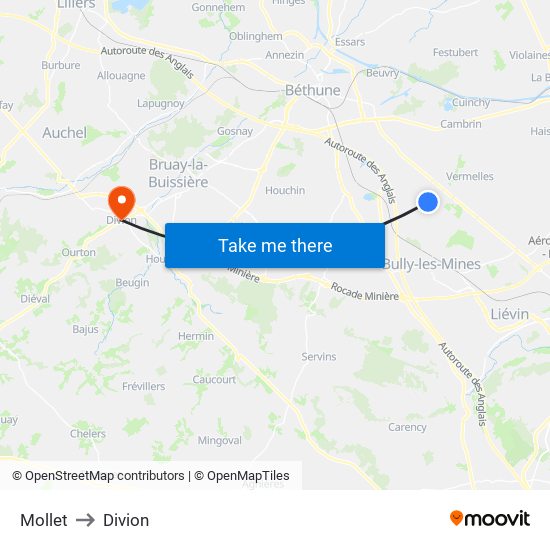 Mollet to Divion map