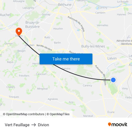 Vert Feuillage to Divion map