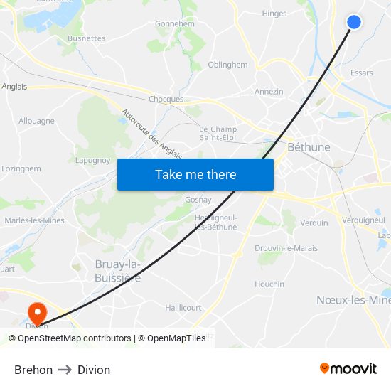 Brehon to Divion map