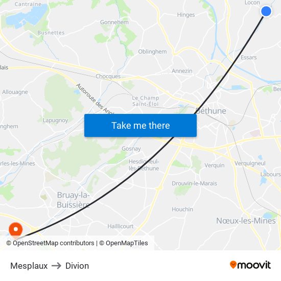 Mesplaux to Divion map