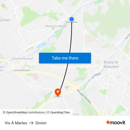 Vis À Marles to Divion map