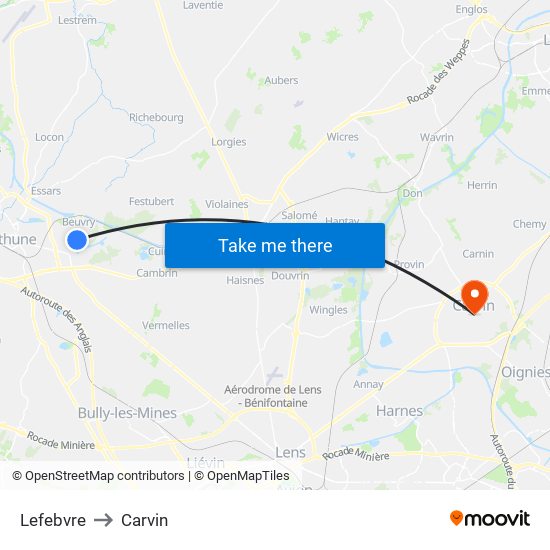 Lefebvre to Carvin map