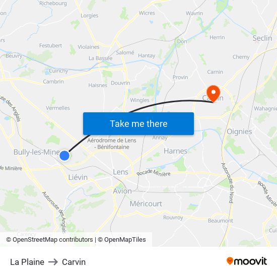 La Plaine to Carvin map