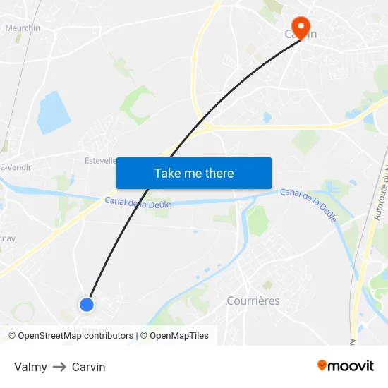 Valmy to Carvin map