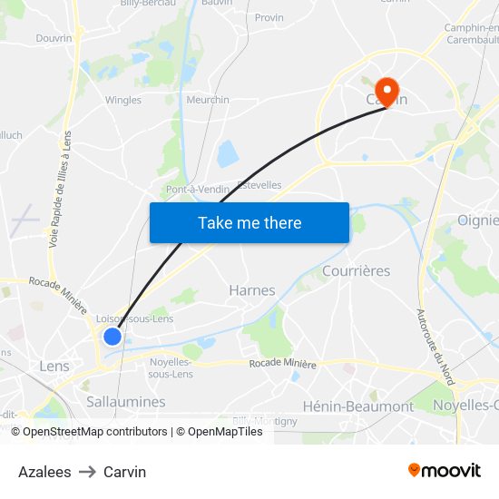 Azalees to Carvin map