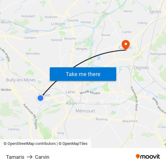 Tamaris to Carvin map