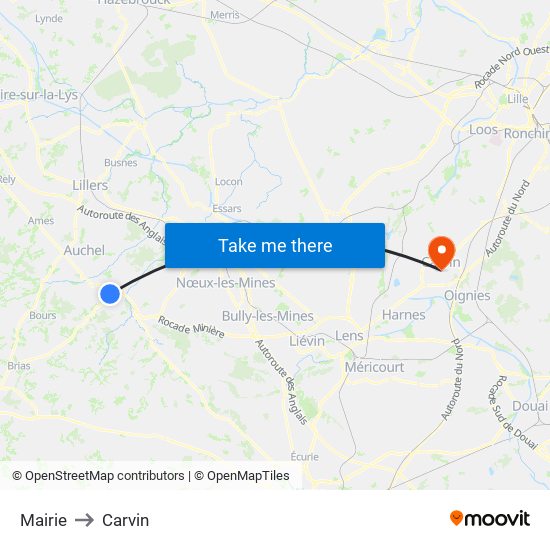 Mairie to Carvin map