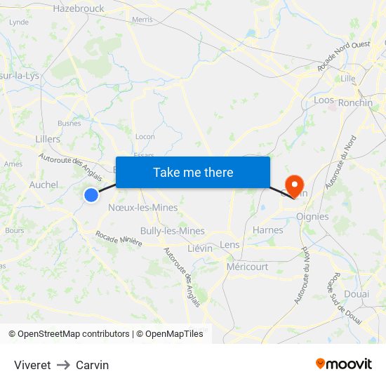 Viveret to Carvin map