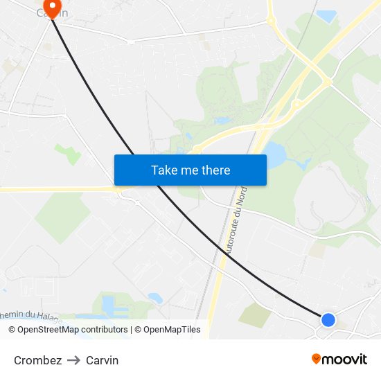 Crombez to Carvin map
