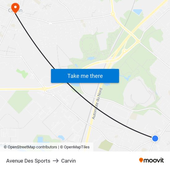Avenue Des Sports to Carvin map