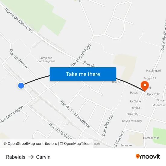 Rabelais to Carvin map