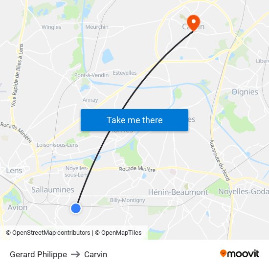 Gerard Philippe to Carvin map