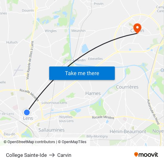 College Sainte-Ide to Carvin map