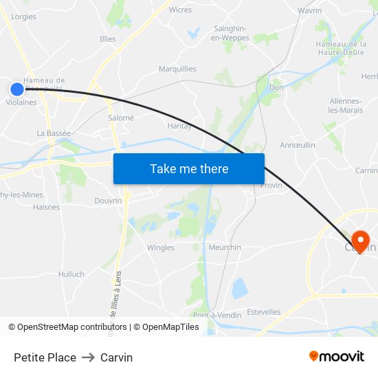 Petite Place to Carvin map