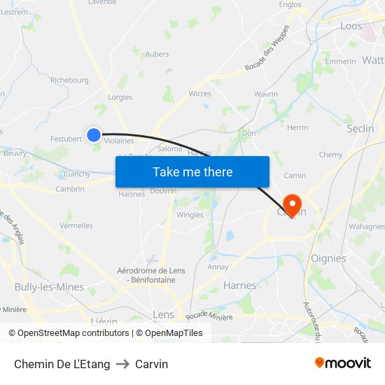 Chemin De L'Etang to Carvin map