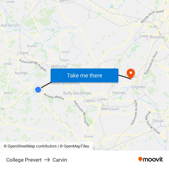 College Prevert to Carvin map