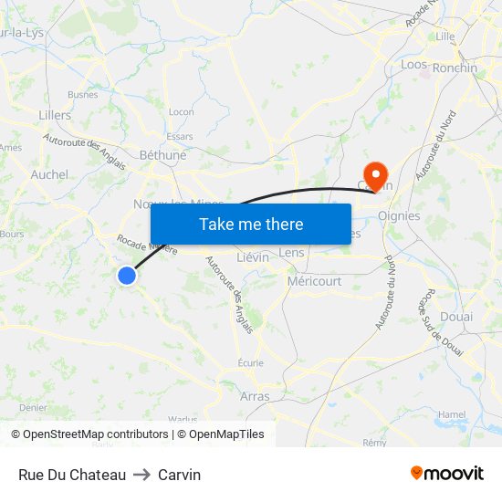 Rue Du Chateau to Carvin map