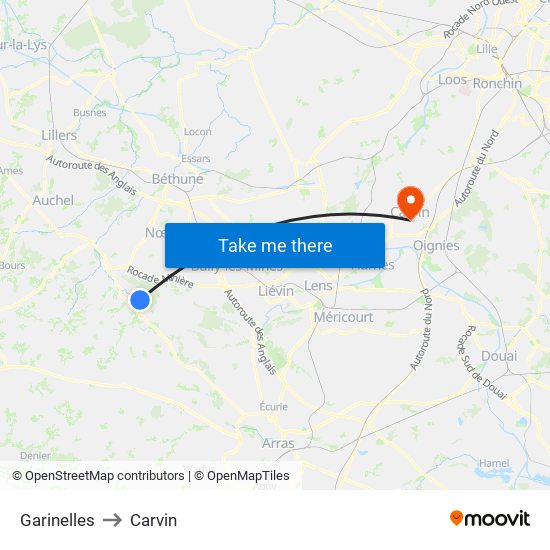 Garinelles to Carvin map