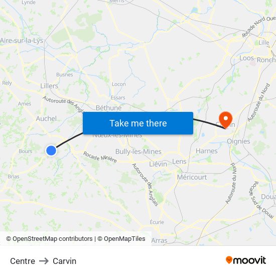 Centre to Carvin map