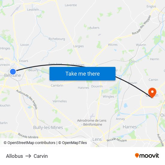 Allobus to Carvin map