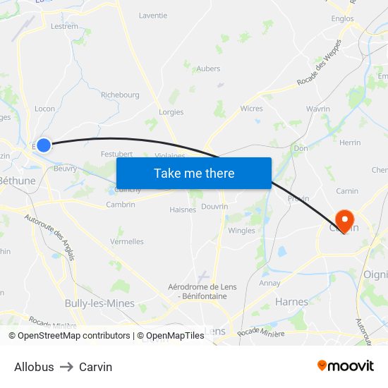 Allobus to Carvin map
