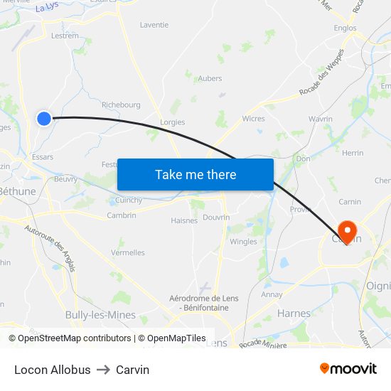 Locon Allobus to Carvin map