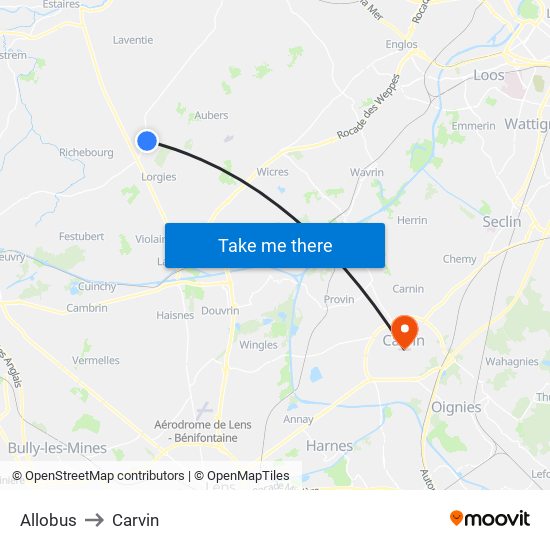 Allobus to Carvin map