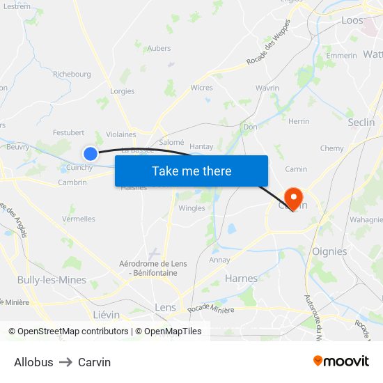 Allobus to Carvin map