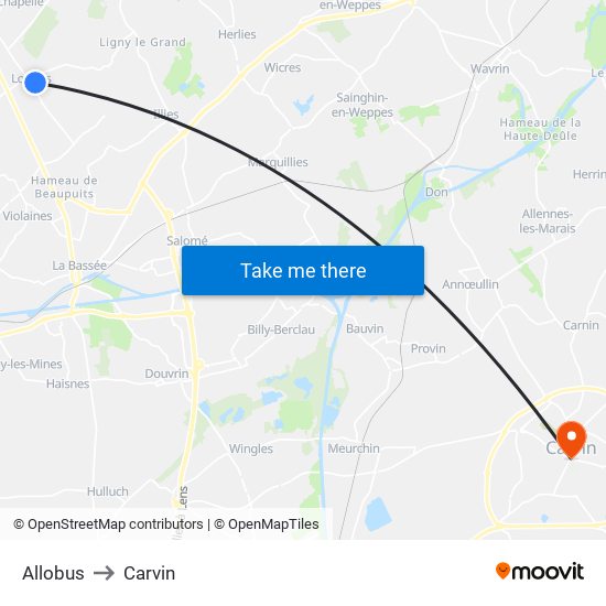 Allobus to Carvin map