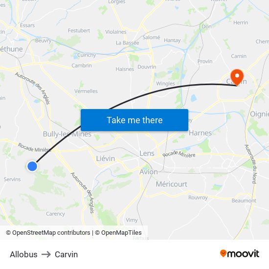 Allobus to Carvin map