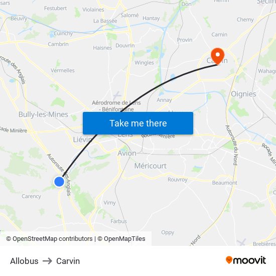 Allobus to Carvin map
