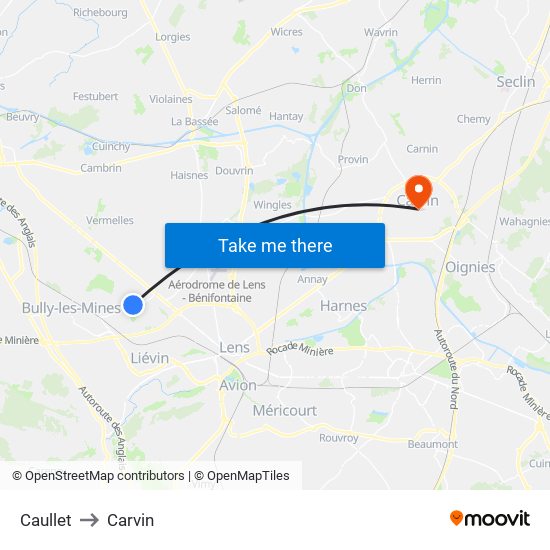 Caullet to Carvin map
