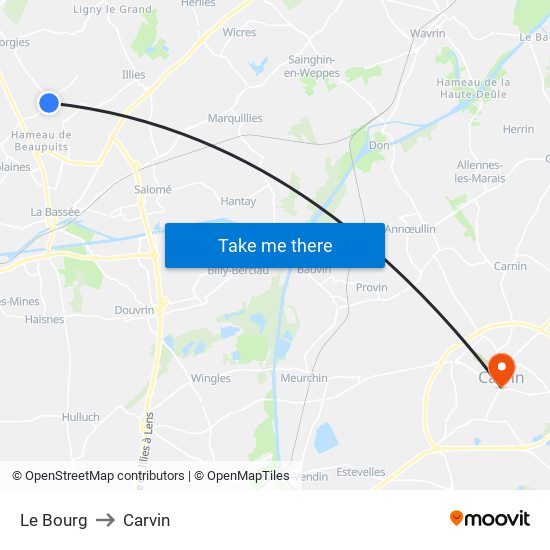 Le Bourg to Carvin map