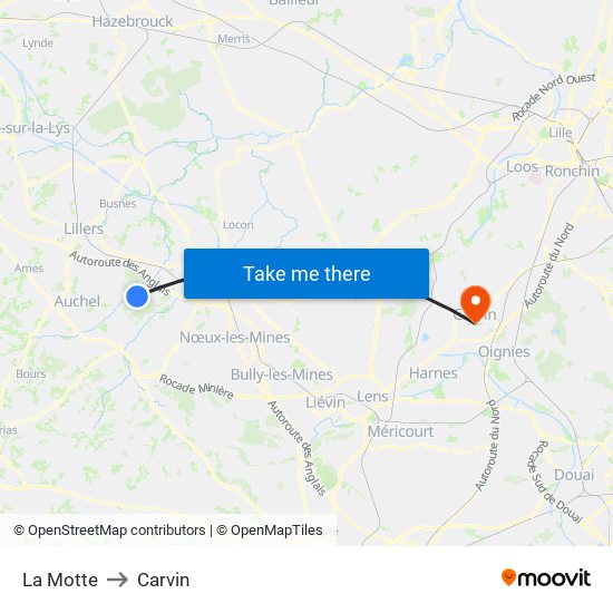 La Motte to Carvin map
