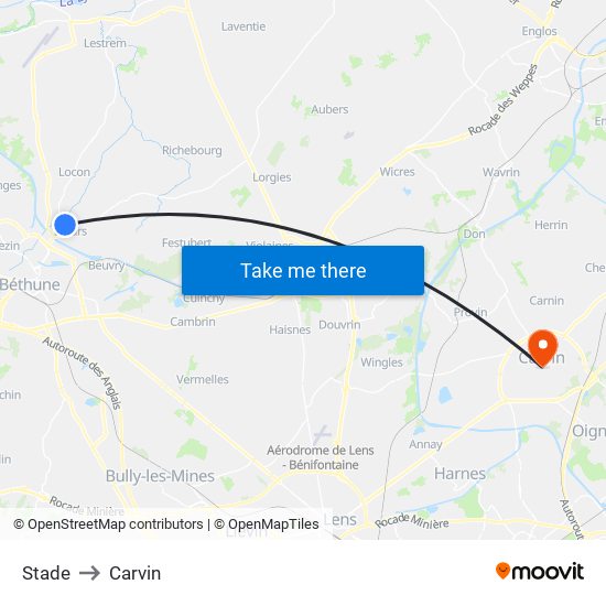 Stade to Carvin map