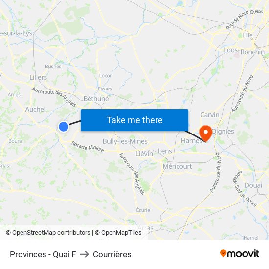 Provinces - Quai F to Courrières map