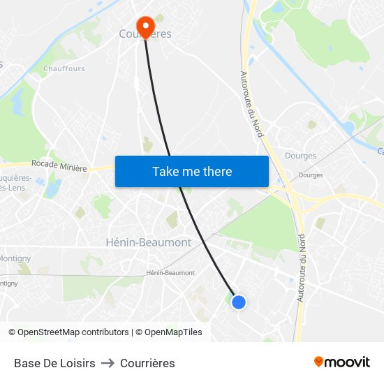 Base De Loisirs to Courrières map