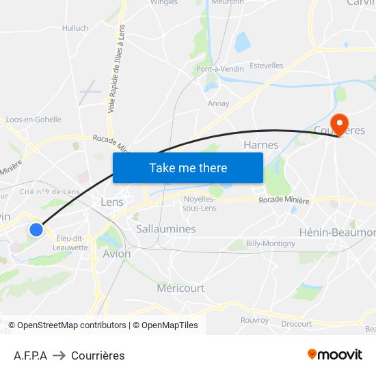 A.F.P.A to Courrières map