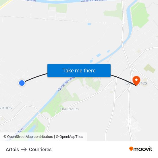 Artois to Courrières map
